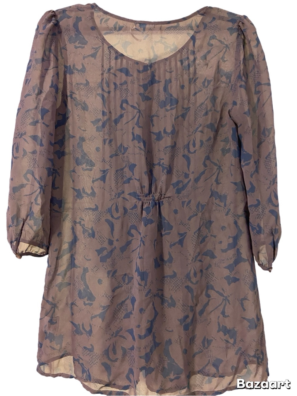 Kimchi Blue Urban Outfitters Pleated Sheer Abstract Tunic Blouse Top